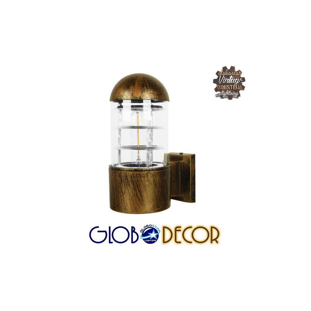 GLOBOSTAR® NEWI 01420 Μοντέρνο Φωτιστικό Τοίχου - Απλίκα με Ντουί 1 x E27 AC 220-240V IP20 - Μπρούτζινο - Μ11 x Π17 x Υ25cm